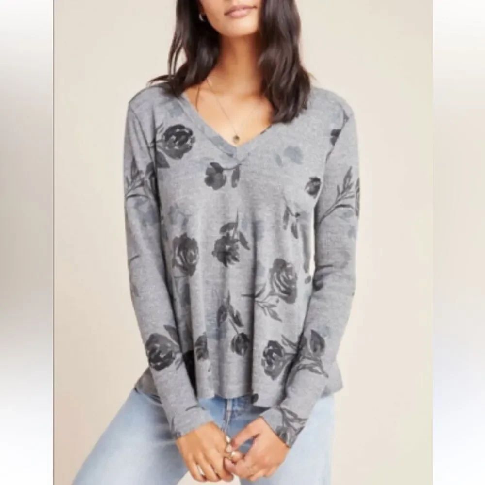 Anthropologie T.la Vicky Thermal Waffle Long Sleeve Tunic Tee Size Small